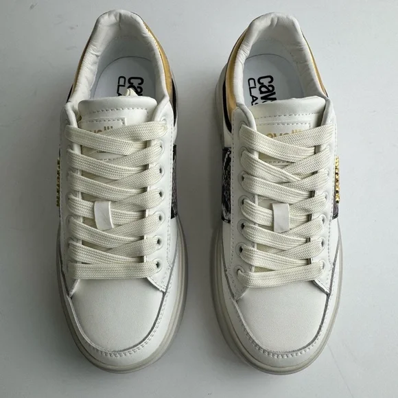 Roberto Cavalli leather White and Gold Women's Sneakers - Picture 6 of 13